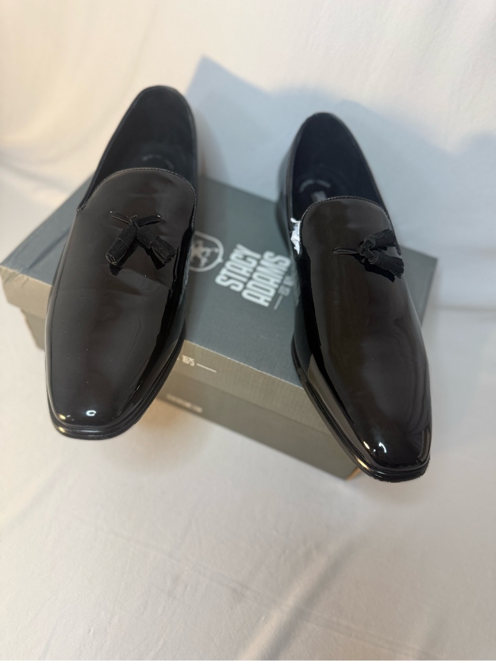 Stacy Adams Black Patent Tassel Slip-On Loafers